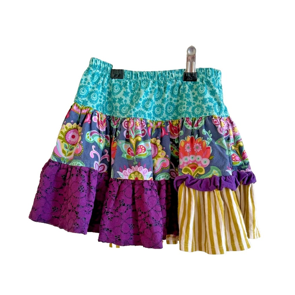 Persnickety Paneled Twirl Ruffle Skirt Size 4/5 Mixed Print Ruffle Boho Skirt